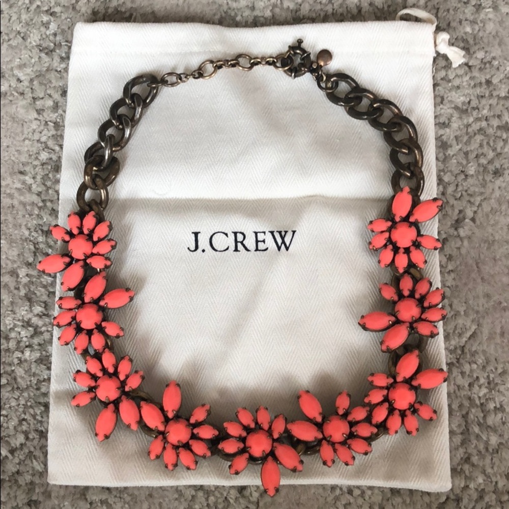 J.crew flower necklace. Coral and brass